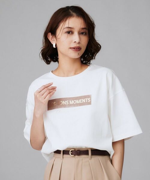 UNTITLED / アンタイトル Tシャツ | 【コットン100/ゆったり/ショート丈/洗える】ベロアロゴTシャツ | 詳細3
