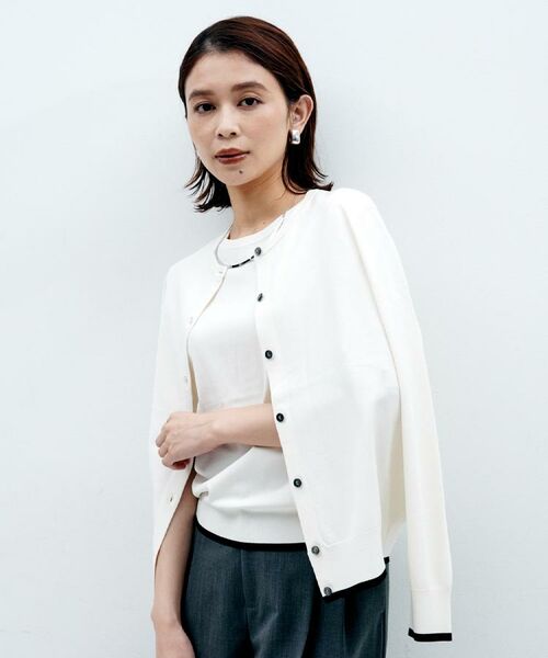 UNTITLED / アンタイトル カーディガン・ボレロ | 【朝晩の羽織に/アンサンブル可/薄手】ベーシッククルーネックカーディガン(アイボリー(504))