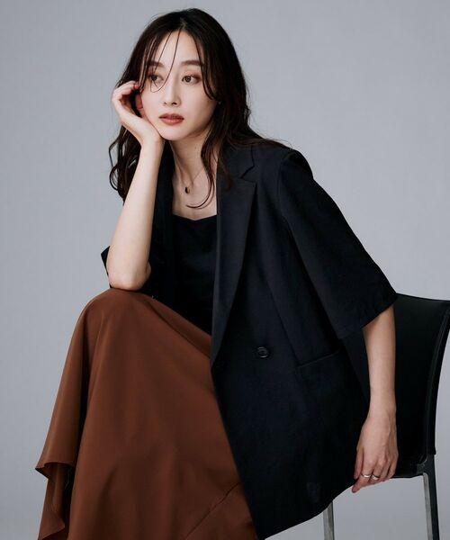 UNTITLED / アンタイトル テーラードジャケット | 【吸水速乾/洗える】ハーフスリーブジャケット(ブラック(019))