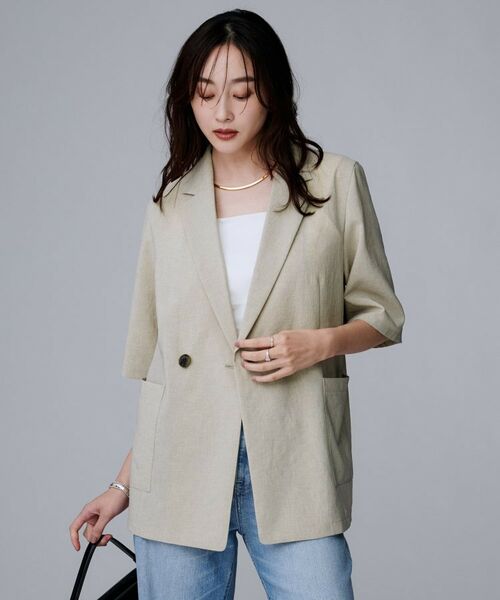 UNTITLED / アンタイトル テーラードジャケット | 【吸水速乾/洗える】ハーフスリーブジャケット(ベージュ(052))