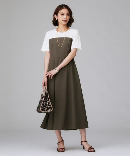 UNTITLED / アンタイトル ロング・マキシ丈ワンピース | 【きれいめカジュアル/セミフレア】異素材ドッキングワンピース | 詳細10