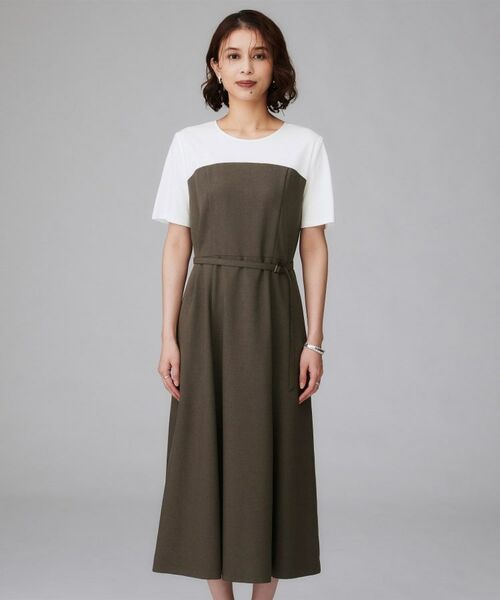 UNTITLED / アンタイトル ロング・マキシ丈ワンピース | 【きれいめカジュアル/セミフレア】異素材ドッキングワンピース | 詳細12