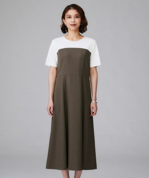 UNTITLED / アンタイトル ロング・マキシ丈ワンピース | 【きれいめカジュアル/セミフレア】異素材ドッキングワンピース | 詳細20