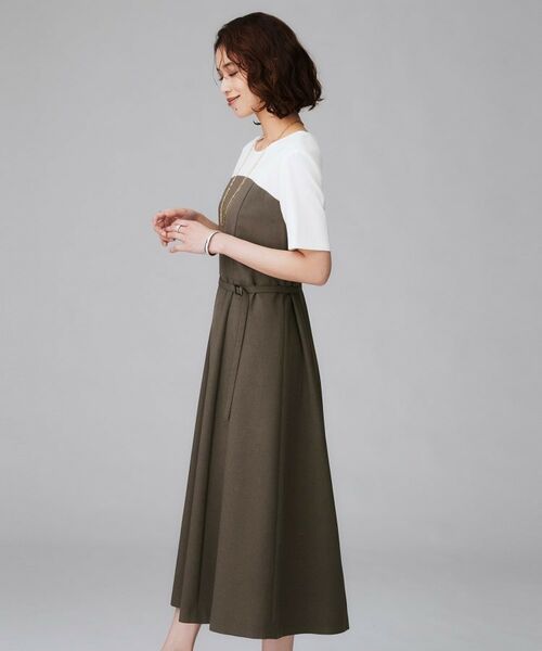 UNTITLED / アンタイトル ロング・マキシ丈ワンピース | 【きれいめカジュアル/セミフレア】異素材ドッキングワンピース | 詳細8