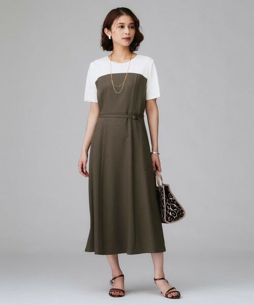 UNTITLED / アンタイトル ロング・マキシ丈ワンピース | 【きれいめカジュアル/セミフレア】異素材ドッキングワンピース | 詳細9