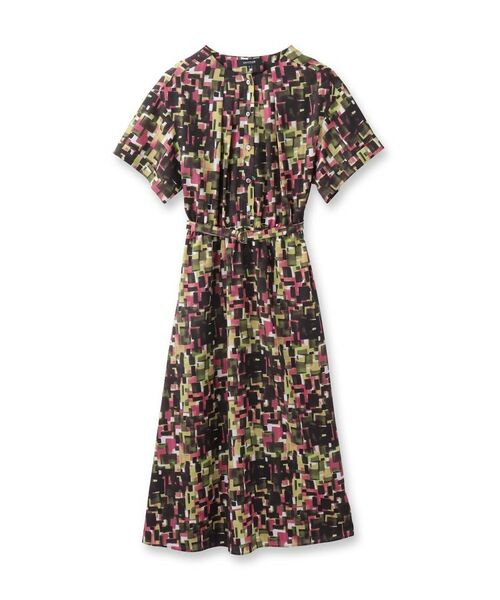 UNTITLED / アンタイトル ロング・マキシ丈ワンピース | 【洗える/前開きボタン/ベルト付】ブロック柄ワンピース | 詳細1