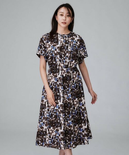 UNTITLED / アンタイトル ロング・マキシ丈ワンピース | 【洗える/前開きボタン/ベルト付】ブロック柄ワンピース | 詳細10