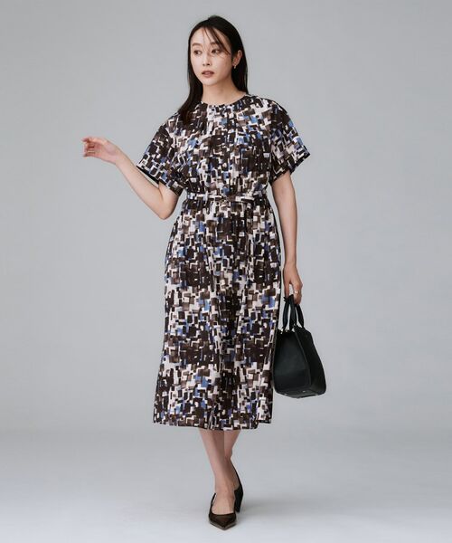 UNTITLED / アンタイトル ロング・マキシ丈ワンピース | 【洗える/前開きボタン/ベルト付】ブロック柄ワンピース | 詳細11