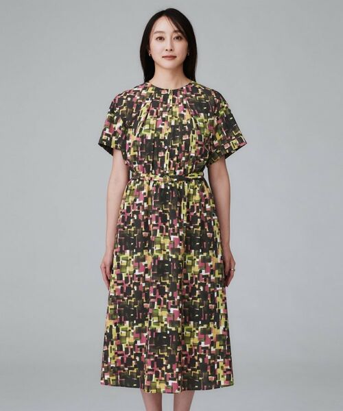 UNTITLED / アンタイトル ロング・マキシ丈ワンピース | 【洗える/前開きボタン/ベルト付】ブロック柄ワンピース | 詳細13