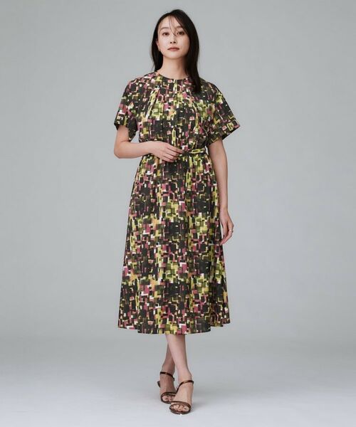 UNTITLED / アンタイトル ロング・マキシ丈ワンピース | 【洗える/前開きボタン/ベルト付】ブロック柄ワンピース | 詳細4
