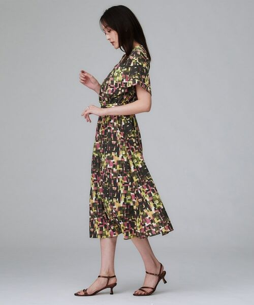 UNTITLED / アンタイトル ロング・マキシ丈ワンピース | 【洗える/前開きボタン/ベルト付】ブロック柄ワンピース | 詳細5