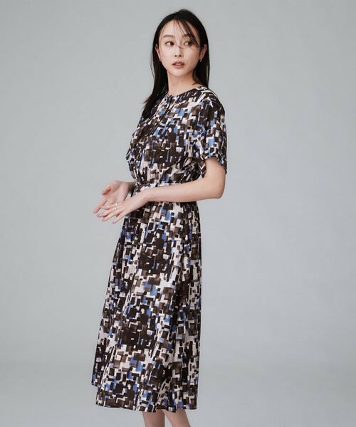 UNTITLED / アンタイトル ロング・マキシ丈ワンピース | 【洗える/前開きボタン/ベルト付】ブロック柄ワンピース | 詳細9