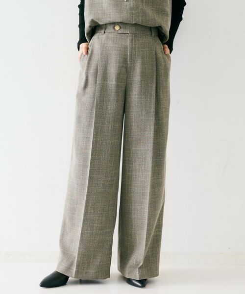 UNTITLED / アンタイトル パンツ | 【セットアップ可】梳毛調合繊2タックワイドパンツ(ライトベージュ(051))