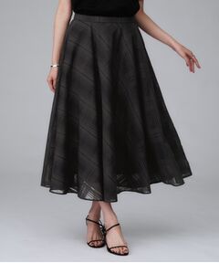 UNTITLED / アンタイトル ロング・マキシ丈スカート | 【秋カラー/セットアップ可/後ろウエストゴム】シアーチェックスカート