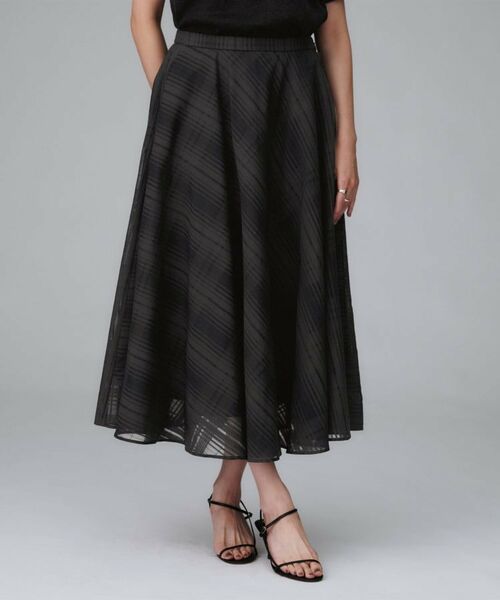 UNTITLED / アンタイトル ロング・マキシ丈スカート | 【秋カラー/セットアップ可/後ろウエストゴム】シアーチェックスカート | 詳細2