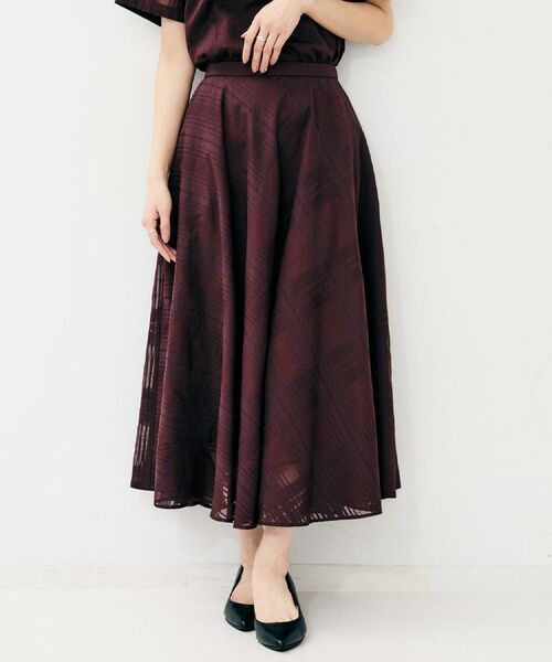 UNTITLED / アンタイトル ロング・マキシ丈スカート | 【秋カラー/セットアップ可/後ろウエストゴム】シアーチェックスカート | 詳細6