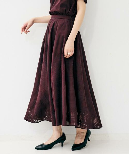 UNTITLED / アンタイトル ロング・マキシ丈スカート | 【秋カラー/セットアップ可/後ろウエストゴム】シアーチェックスカート | 詳細7