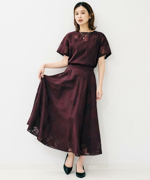 UNTITLED / アンタイトル ロング・マキシ丈スカート | 【秋カラー/セットアップ可/後ろウエストゴム】シアーチェックスカート | 詳細9