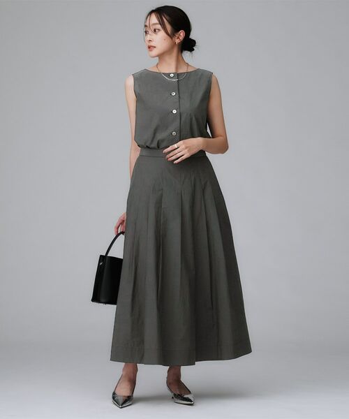 UNTITLED / アンタイトル ロング・マキシ丈スカート | 【後ろウエストゴム/セットアップ可/】ファブリカタックスカート | 詳細4
