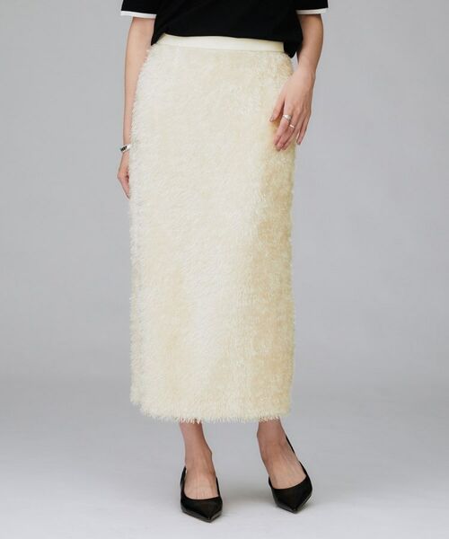 UNTITLED / アンタイトル ロング・マキシ丈スカート | 【後ろウエストゴム/洗える/タイト】シャギーナロースカート(アイボリー(004))