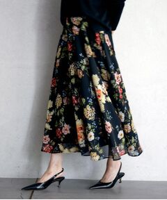 UNTITLED / アンタイトル ロング・マキシ丈スカート | 【セットアップ可/シアー/洗える】アンティークフラワー柄スカート