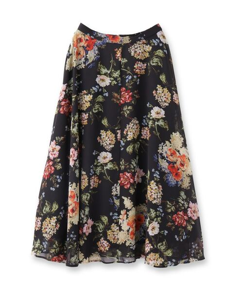 UNTITLED / アンタイトル ロング・マキシ丈スカート | 【セットアップ可/シアー/洗える】アンティークフラワー柄スカート | 詳細1