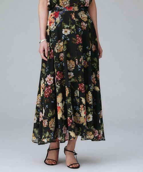 UNTITLED / アンタイトル ロング・マキシ丈スカート | 【セットアップ可/シアー/洗える】アンティークフラワー柄スカート | 詳細4