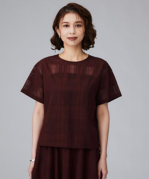 UNTITLED / アンタイトル シャツ・ブラウス | 【セットアップ可/エレガント】シアーチェックTブラウス | 詳細12