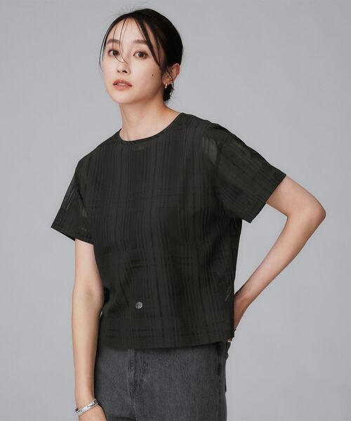 UNTITLED / アンタイトル シャツ・ブラウス | 【セットアップ可/エレガント】シアーチェックTブラウス | 詳細2