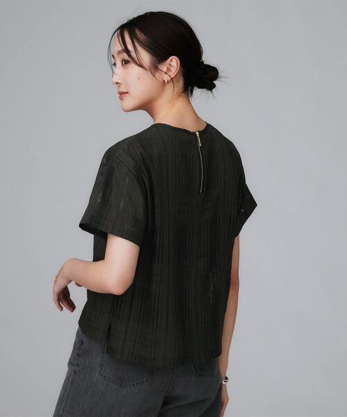 UNTITLED / アンタイトル シャツ・ブラウス | 【セットアップ可/エレガント】シアーチェックTブラウス | 詳細3