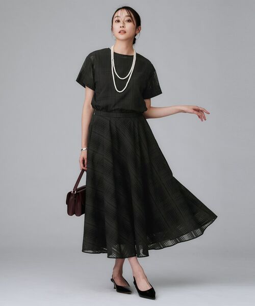 UNTITLED / アンタイトル シャツ・ブラウス | 【セットアップ可/エレガント】シアーチェックTブラウス | 詳細5