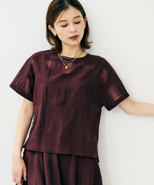 UNTITLED / アンタイトル シャツ・ブラウス | 【セットアップ可/エレガント】シアーチェックTブラウス | 詳細7