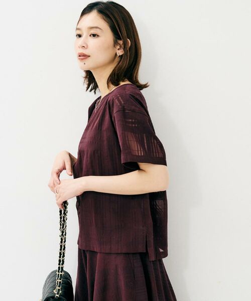 UNTITLED / アンタイトル シャツ・ブラウス | 【セットアップ可/エレガント】シアーチェックTブラウス | 詳細8