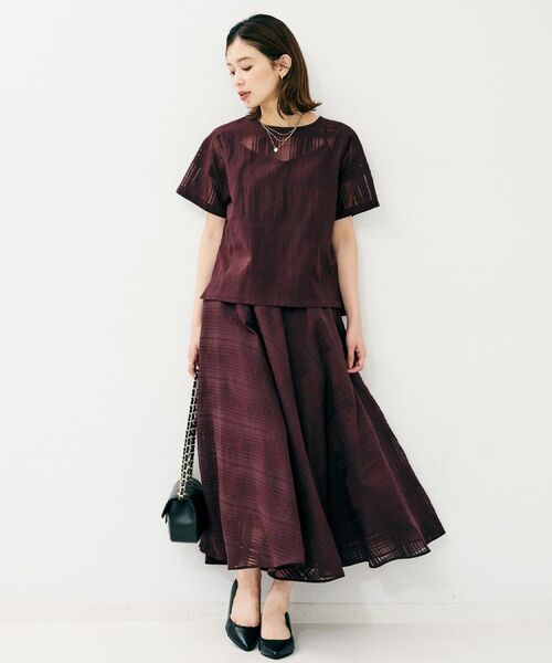 UNTITLED / アンタイトル シャツ・ブラウス | 【セットアップ可/エレガント】シアーチェックTブラウス | 詳細9