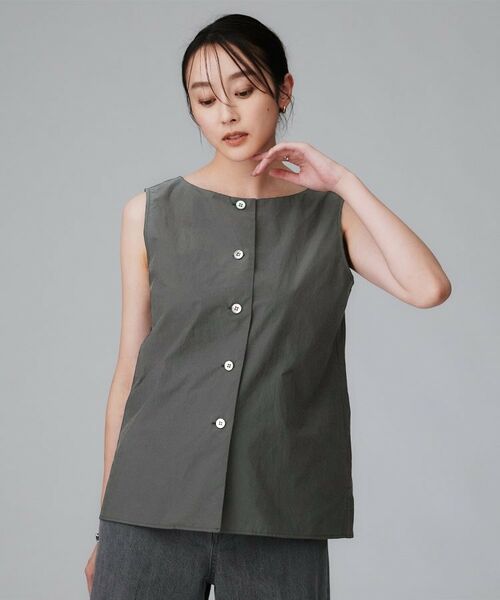 UNTITLED / アンタイトル シャツ・ブラウス | 【2WAY/セットアップ可/ノースリーブ/前ボタン】ファブリカブラウス(チャコールグレー(014))