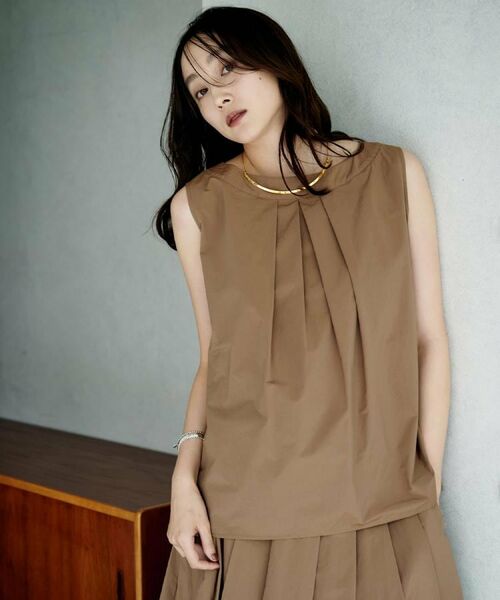 UNTITLED / アンタイトル シャツ・ブラウス | 【2WAY/セットアップ可/ノースリーブ/前ボタン】ファブリカブラウス(キャメルブラウン(041))