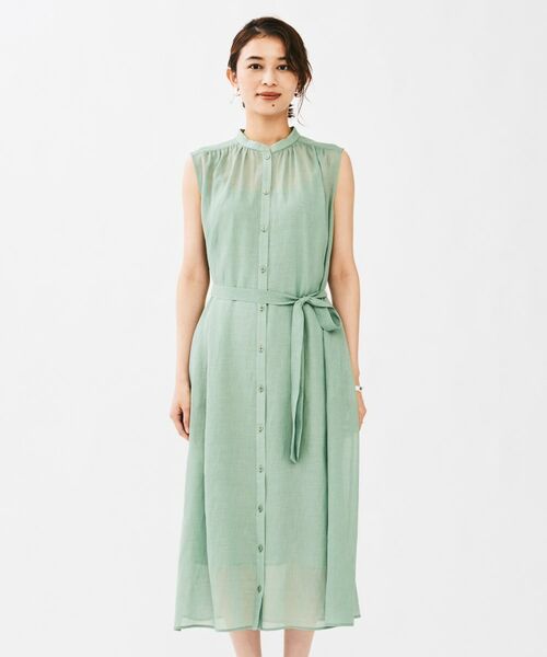 UNTITLED / アンタイトル ロング・マキシ丈ワンピース | バンドカラー2WAYスラブワンピース | 詳細10