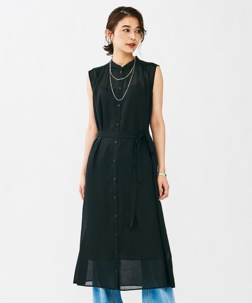 UNTITLED / アンタイトル ロング・マキシ丈ワンピース | バンドカラー2WAYスラブワンピース | 詳細2