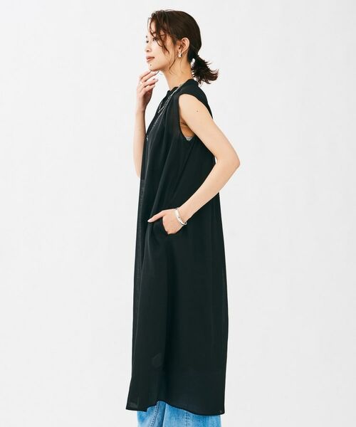 UNTITLED / アンタイトル ロング・マキシ丈ワンピース | バンドカラー2WAYスラブワンピース | 詳細3