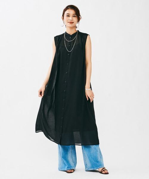 UNTITLED / アンタイトル ロング・マキシ丈ワンピース | バンドカラー2WAYスラブワンピース | 詳細4