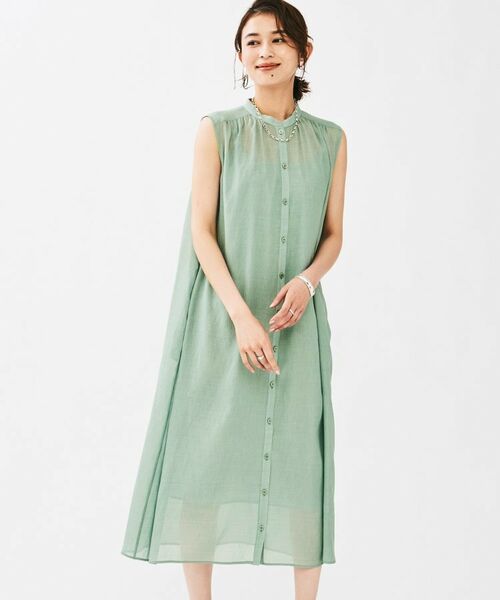 UNTITLED / アンタイトル ロング・マキシ丈ワンピース | バンドカラー2WAYスラブワンピース | 詳細6