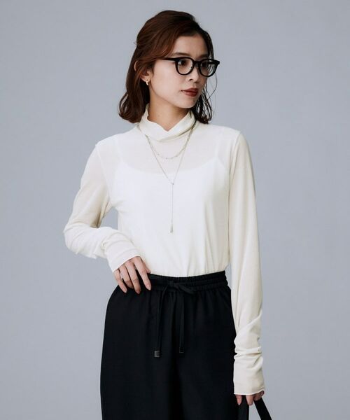 UNTITLED / アンタイトル カットソー | 【ハイネック/レイヤード/重ね着におすすめ】トリコットベロア シアーインナー | 詳細2