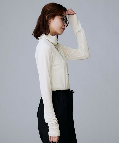 UNTITLED / アンタイトル カットソー | 【ハイネック/レイヤード/重ね着におすすめ】トリコットベロア シアーインナー | 詳細3