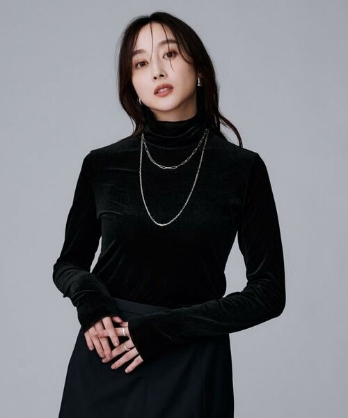 UNTITLED / アンタイトル カットソー | 【ハイネック/レイヤード/重ね着におすすめ】トリコットベロア シアーインナー | 詳細6