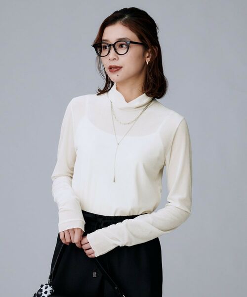 UNTITLED / アンタイトル カットソー | 【ハイネック/レイヤード/重ね着におすすめ】トリコットベロア シアーインナー(オフホワイト(003))