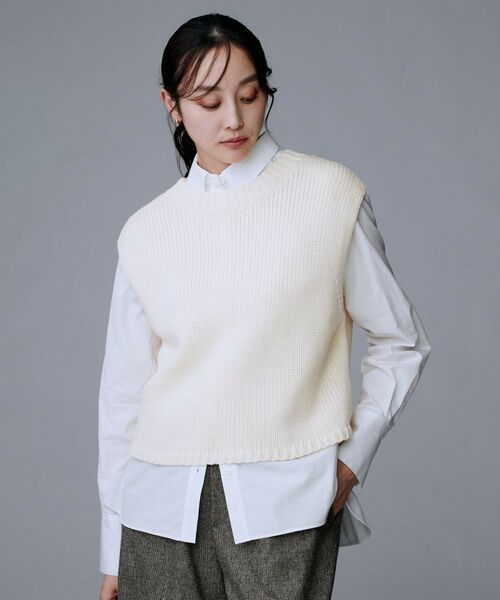 UNTITLED / アンタイトル ニット・セーター | 【レイヤード/前ボタン】2WAYニットベスト（オフホワイト(003)）
