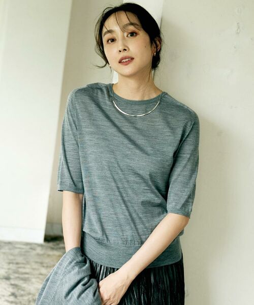 UNTITLED / アンタイトル ニット・セーター | 【アンサンブル可/六分袖/洗える】ウールシルクニット（グレー(012)）