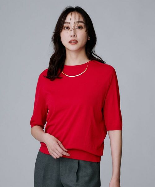 UNTITLED / アンタイトル ニット・セーター | 【アンサンブル可/六分袖/洗える】ウールシルクニット（レッド(062)）