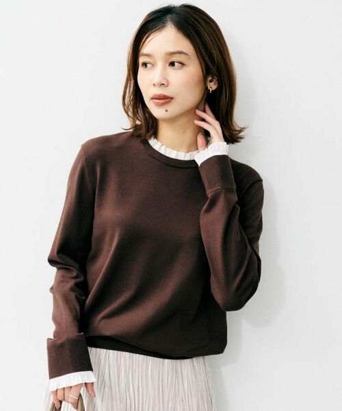 UNTITLED / アンタイトル ニット・セーター | 【フリル取り外し可/きれいめエレガント】フリルシャツレイヤード風ニット | 詳細14