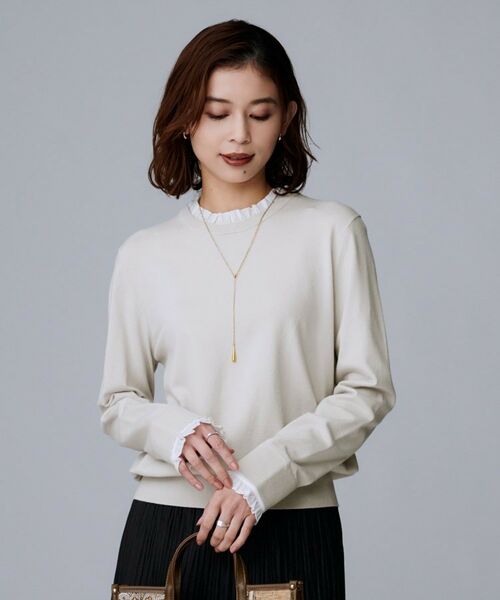 UNTITLED / アンタイトル ニット・セーター | 【フリル取り外し可/きれいめエレガント】フリルシャツレイヤード風ニット | 詳細2